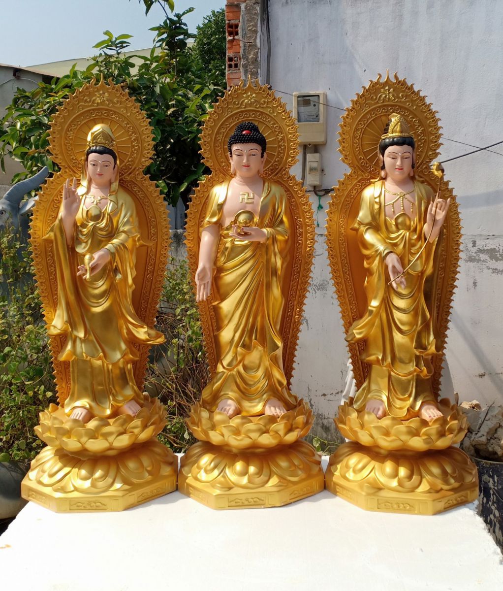 tượng Tam Thế Phật đứng bằng composite