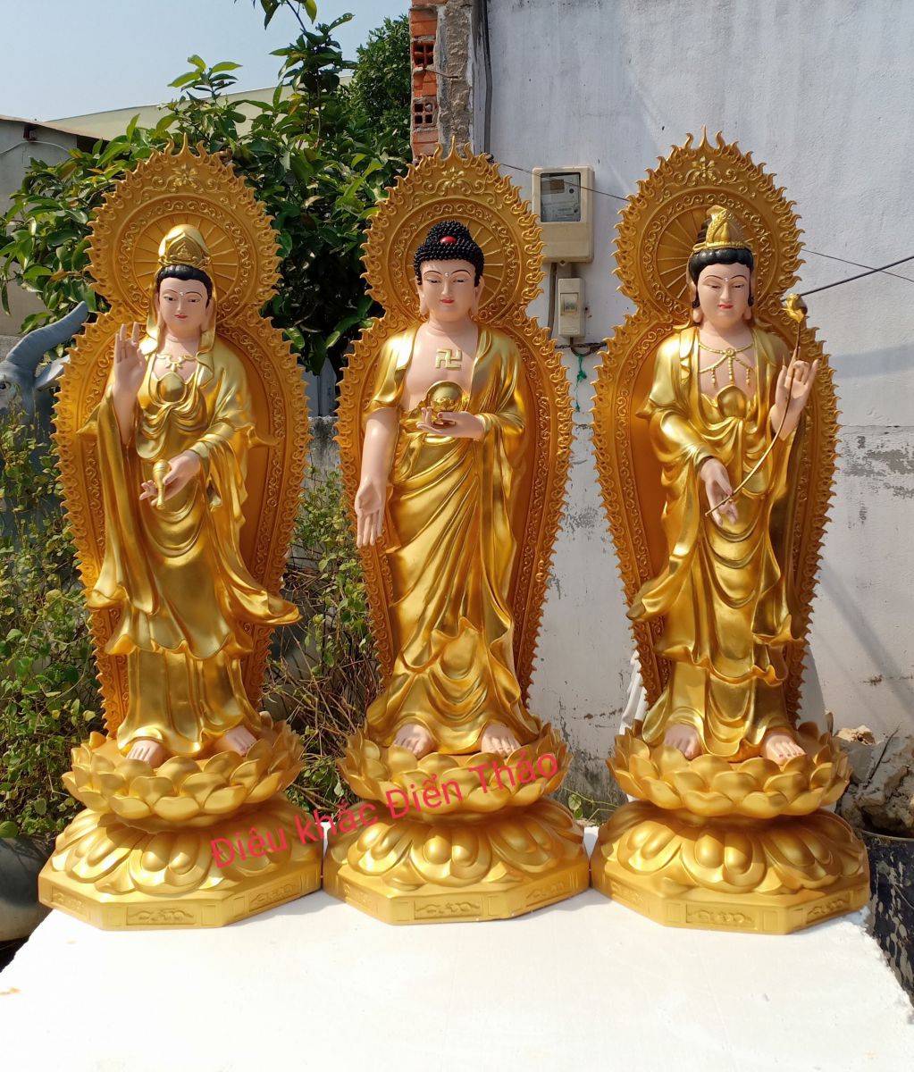 tượng Tam Thế Phật xi măng