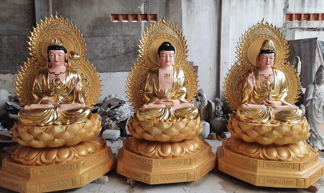 tượng Tam Thế Phật xi măng