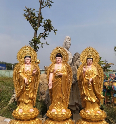 Bộ Tượng Tam Thế Phật Cao 1,45 Mét Có Hào Quang