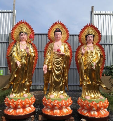 Bộ Tượng Tây Phương Tam Thánh Cao 2 Mét Có Hào Quang