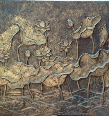 Phù điêu hoa sen composite.