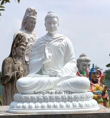 Tượng Bổn Sư Thích Ca Mâu Ni Cao 85cm Màu Trắng