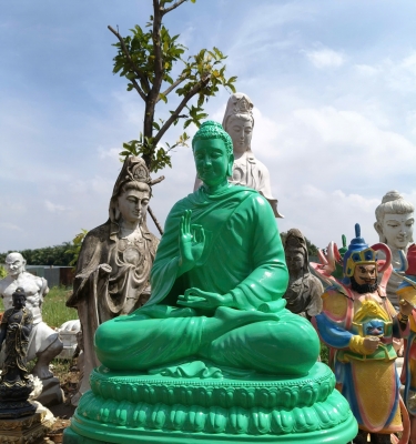 Tượng Phật Bổn Sư Cao 85cm Màu Xanh