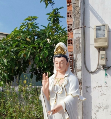 Tượng Quan Âm Cao 1,2 Mét Đắp Y Trắng