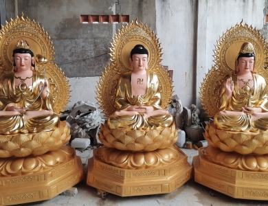 Tôn tạo tượng Tam Thế Phật ngồi đẹp | Thần thái sống động