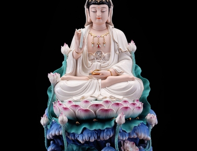 Cách tạo điểm nhấn với tượng Quan Âm ngồi đài sen tại gia