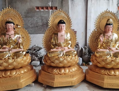 Tượng Tam Thế Phật đẹp mang ý nghĩa tốt đẹp nào khi thờ phụng?