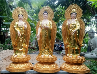 Bỏ túi đơn vị sản xuất và cung cấp tượng tam thế phật đứng đẹp