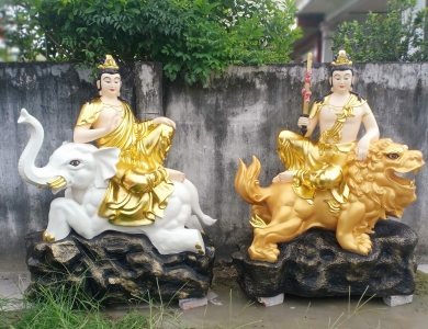 Đơn vị thi công tượng Văn Thù Phổ Hiền xi măng chuyên nghiệp