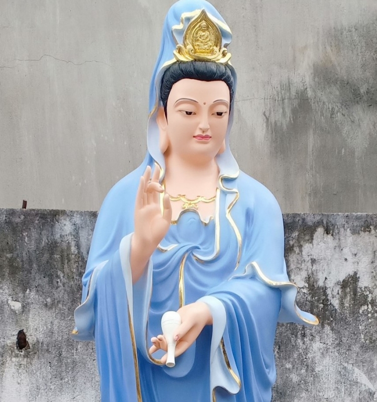 Mẫu Tượng Phật Bà Quan Âm Đứng Đài Sen Composite Hiền Hòa Từ Bi
